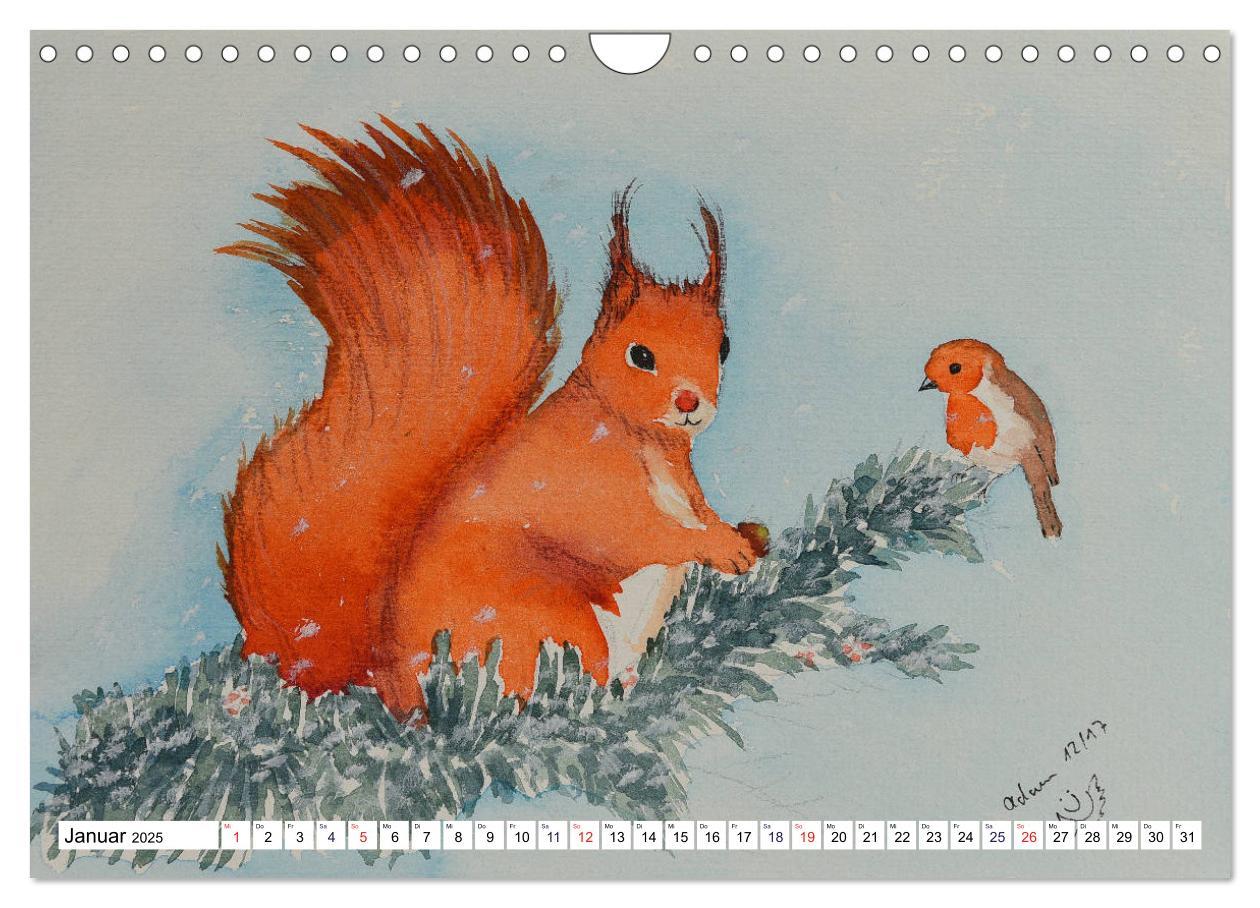 Bild: 9783435415663 | Eichhörnchen in Aquarell (Wandkalender 2025 DIN A4 quer), CALVENDO...