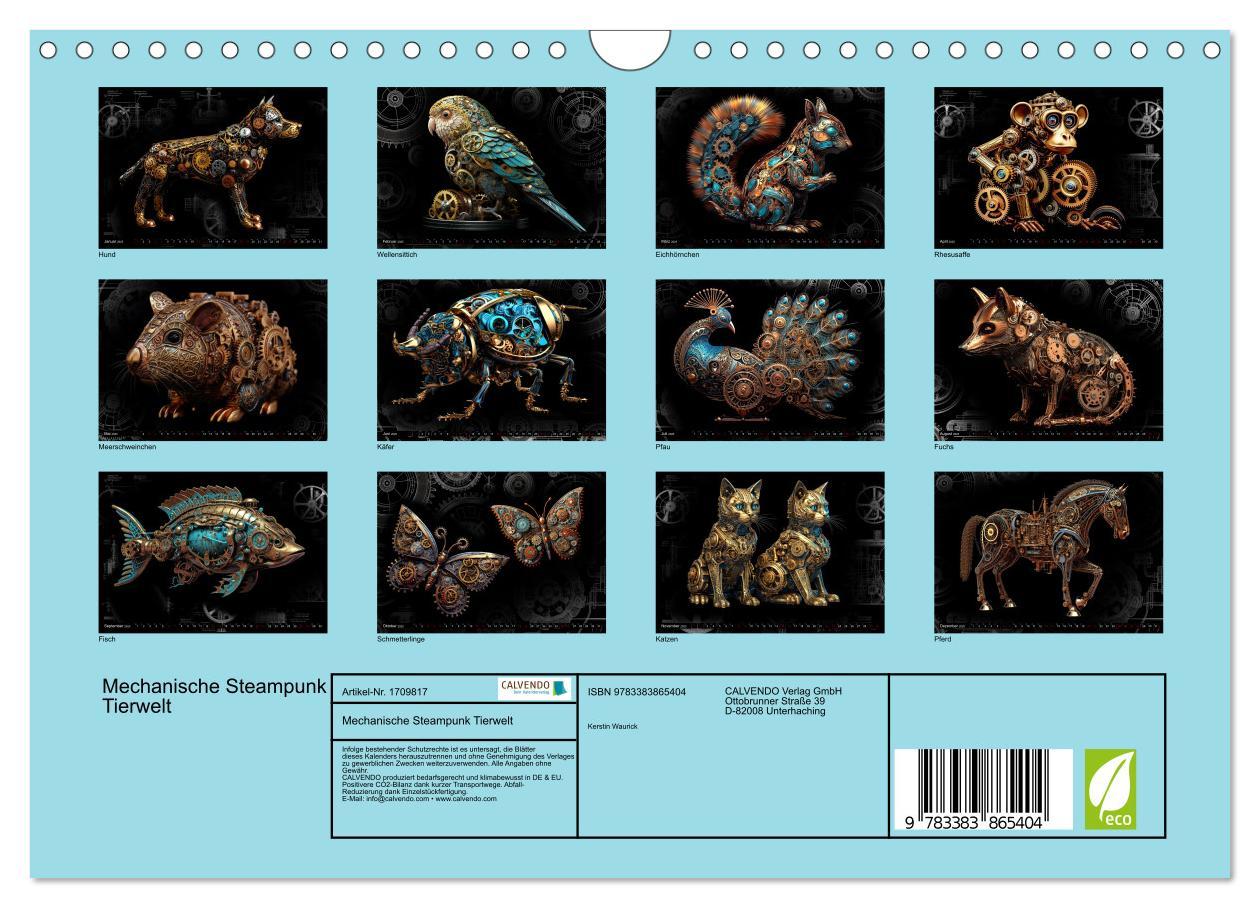 Bild: 9783383865404 | Mechanische Steampunk Tierwelt (Wandkalender 2025 DIN A4 quer),...