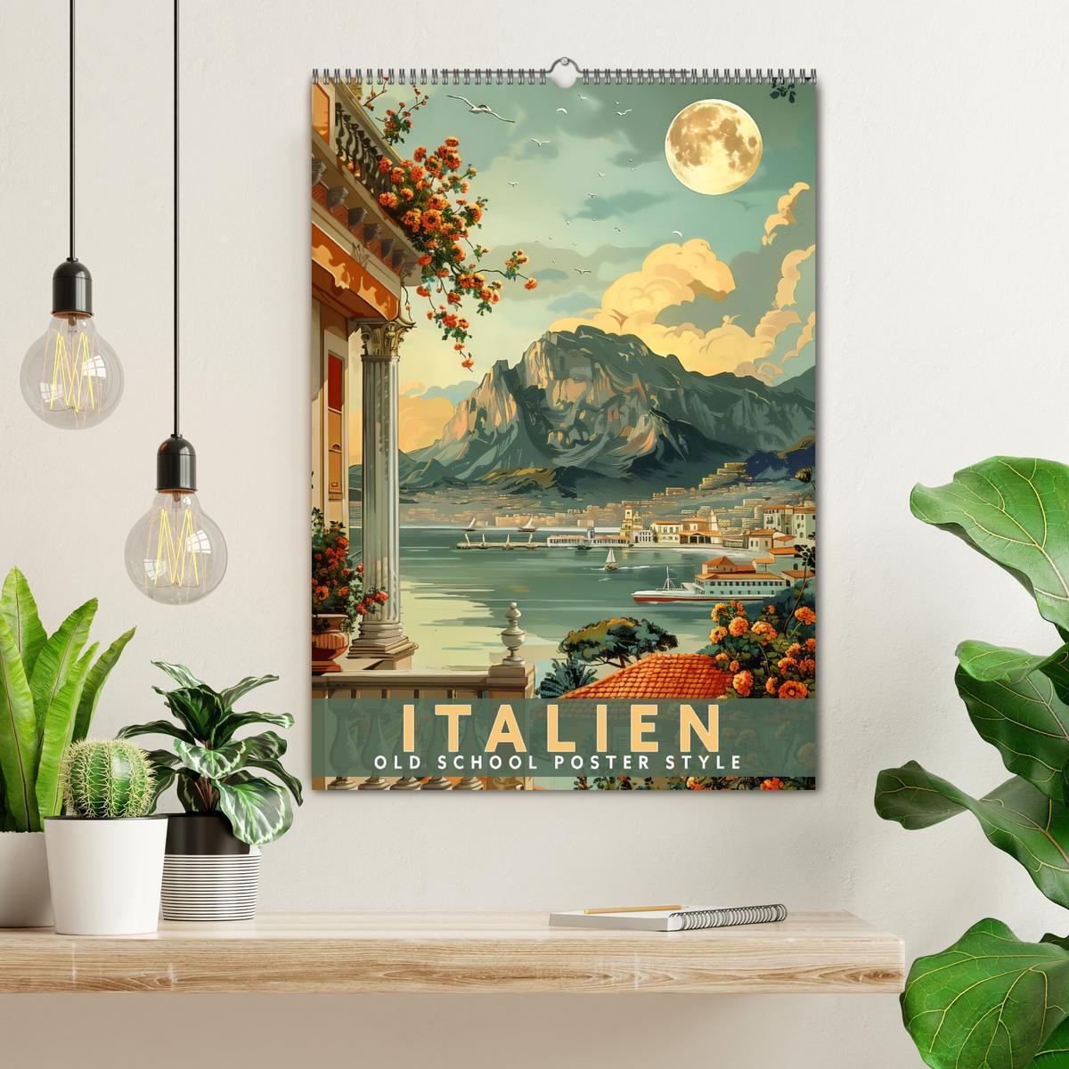 Bild: 9783457130308 | Italien - Old School Poster Style (Wandkalender 2025 DIN A2 hoch),...