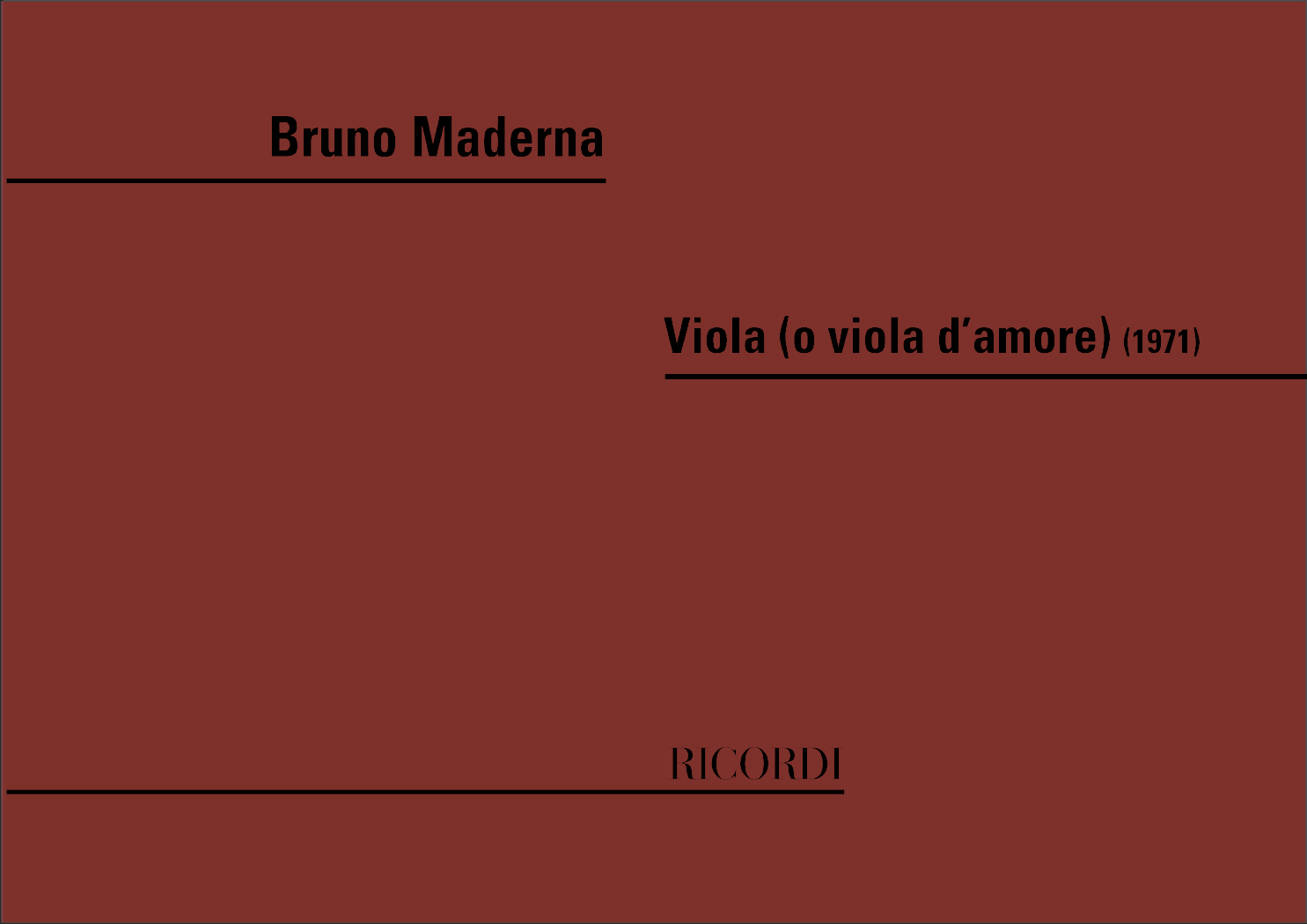 Cover: 9790041318875 | Viola (O Viola D'Amore) | Bruno Maderna | Partitur | Ricordi