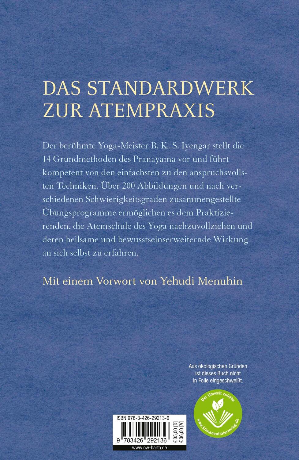 Rückseite: 9783426292136 | Licht auf Pranayama | B. K. S. Iyengar | Buch | 360 S. | Deutsch