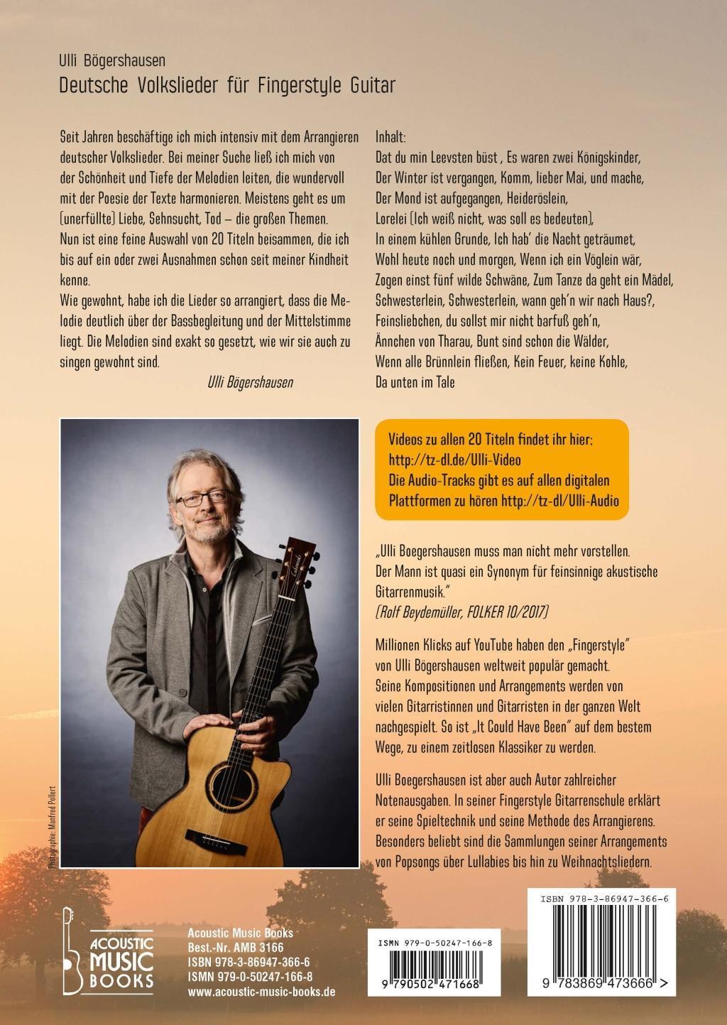 Bild: 9783869473666 | Deutsche Volkslieder für Fingerstyle Guitar | Ulli Boegershausen