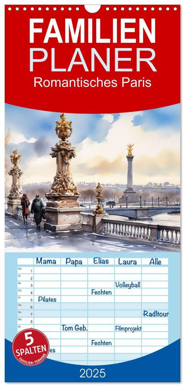 Cover: 9783457093979 | Familienplaner 2025 - Romantisches Paris mit 5 Spalten...