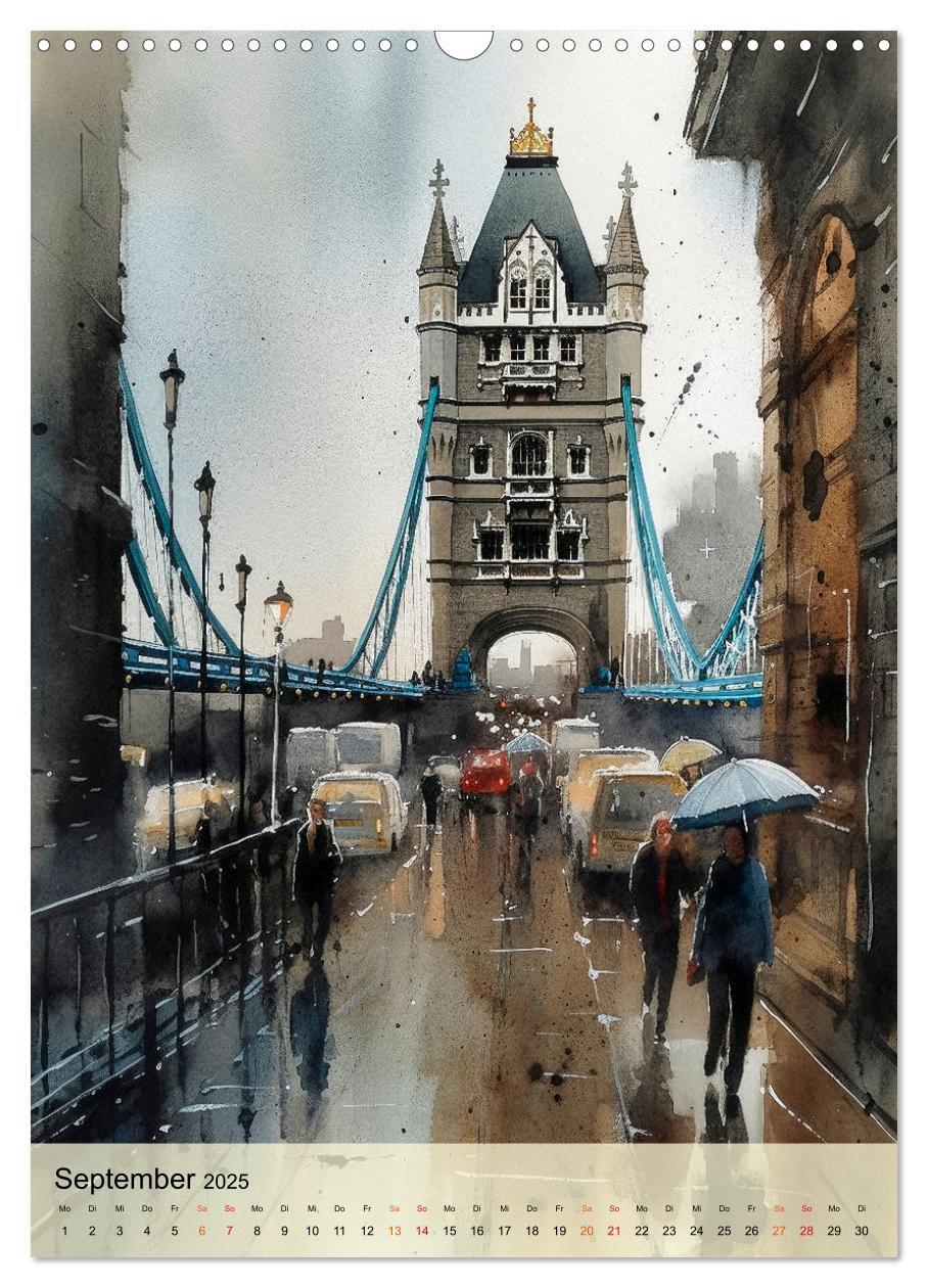 Bild: 9783435875795 | London - ein Regentag (Wandkalender 2025 DIN A3 hoch), CALVENDO...