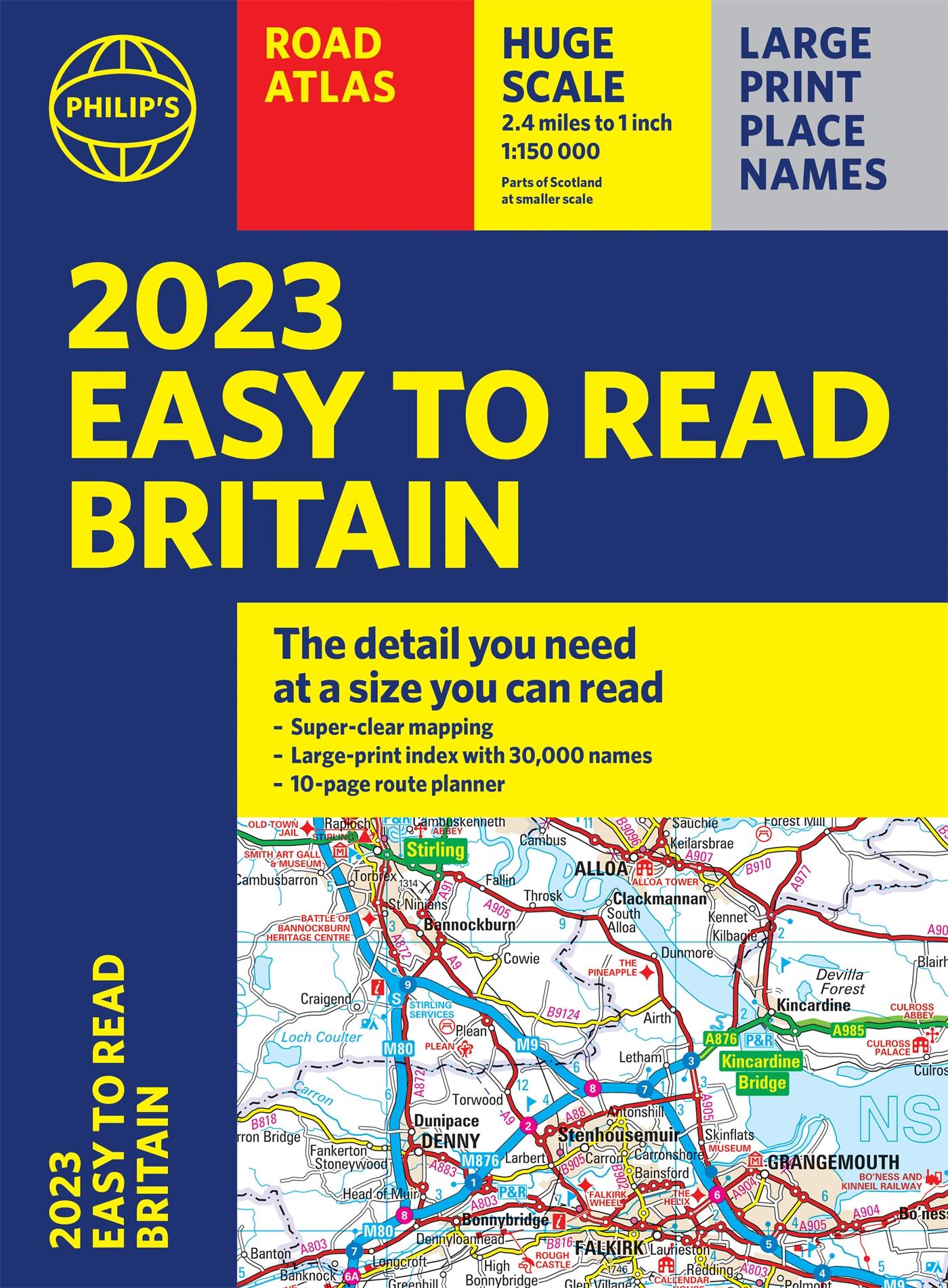 Cover: 9781849075954 | 2023 Philip's Easy to Read Road Atlas Britain | (A4 Paperback) | Maps