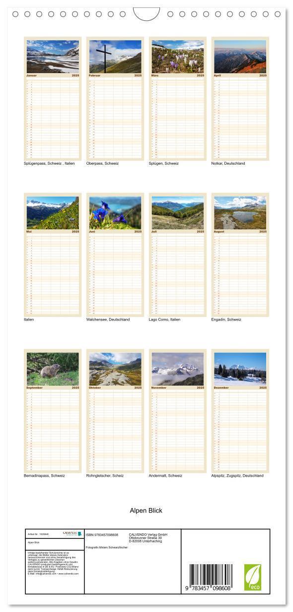 Bild: 9783457098608 | Familienplaner 2025 - Alpen Blick mit 5 Spalten (Wandkalender, 21 x...