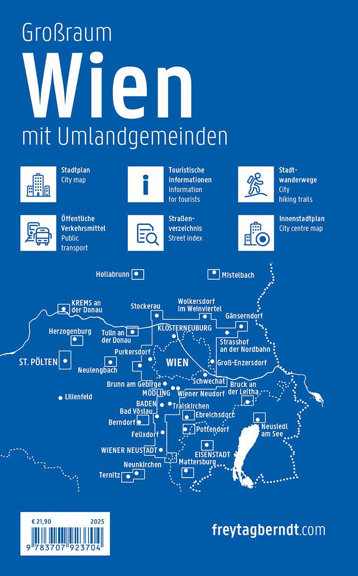 Rückseite: 9783707923704 | Wien Großraum, Städteatlas 1:20.000, 2025/2026, freytag &amp; berndt