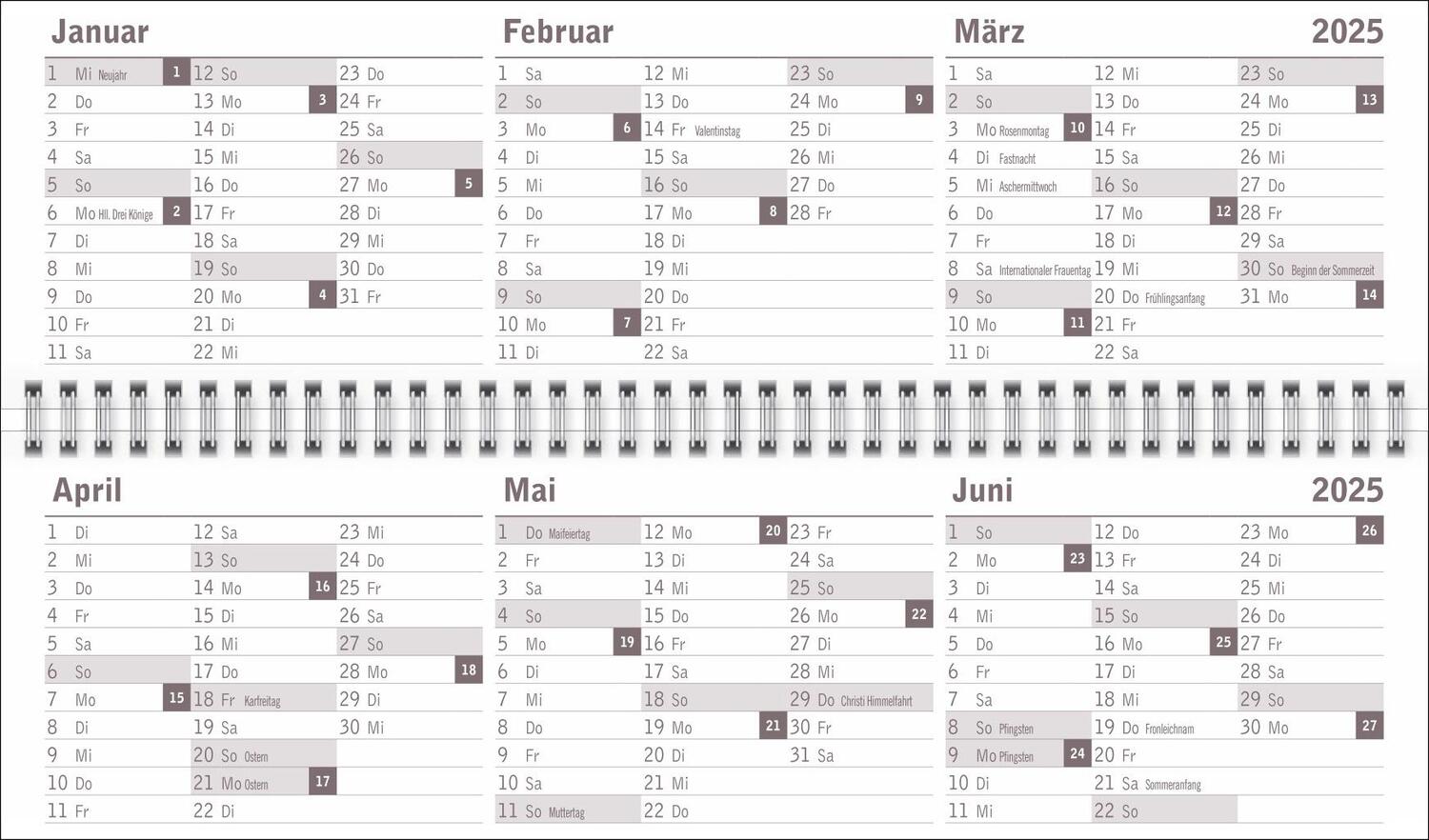 Bild: 9783756406487 | Großdruck Wochenquerplaner 2025 | Heye | Kalender | Bürokalender Heye