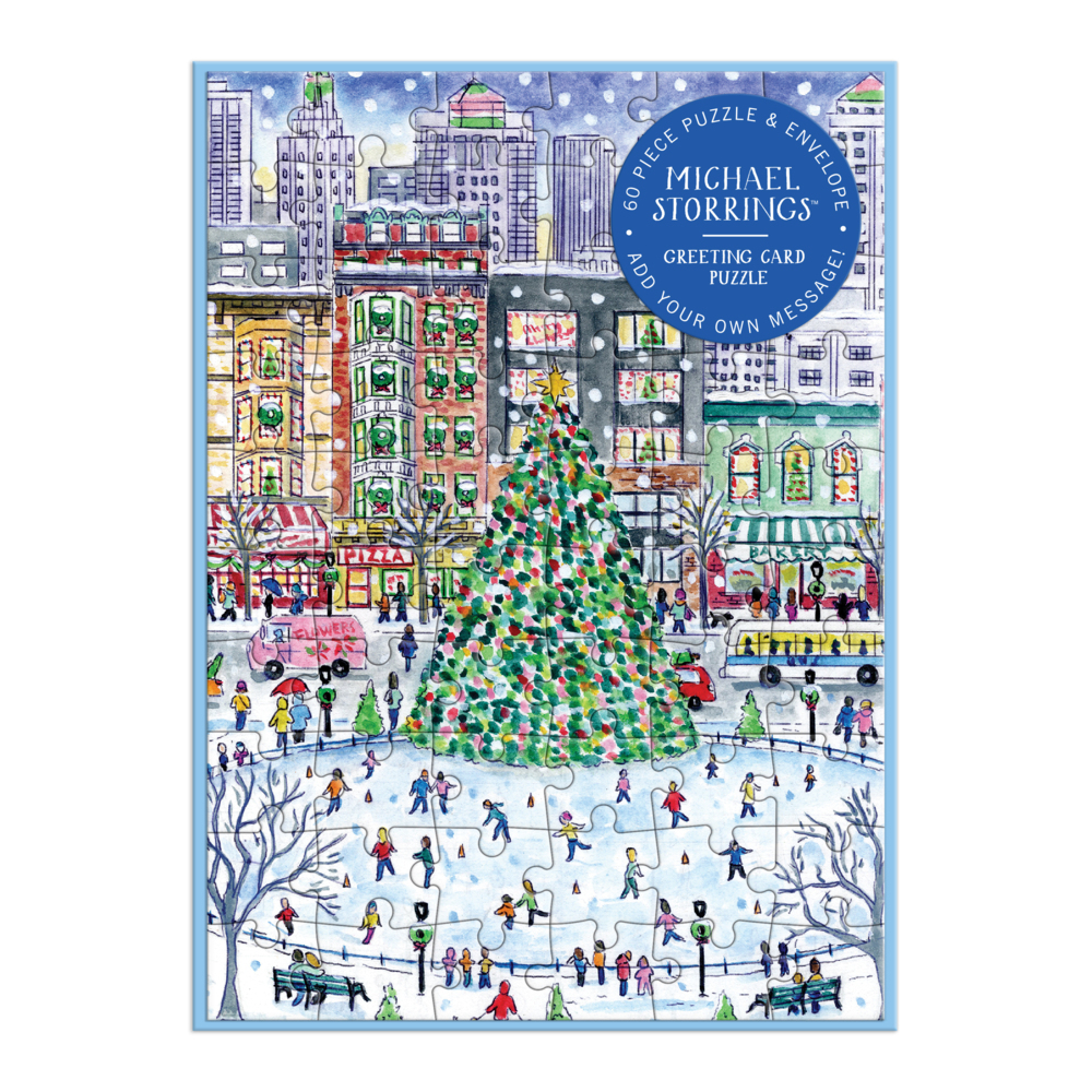 Cover: 9780735379008 | Michael Storrings Christmas in the City Greeting Card Puzzle | Galison