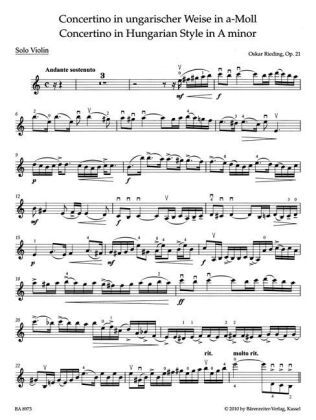 Bild: 9790006539253 | Concertino in ungarischer Weise op.21, Violine und Klavier,...