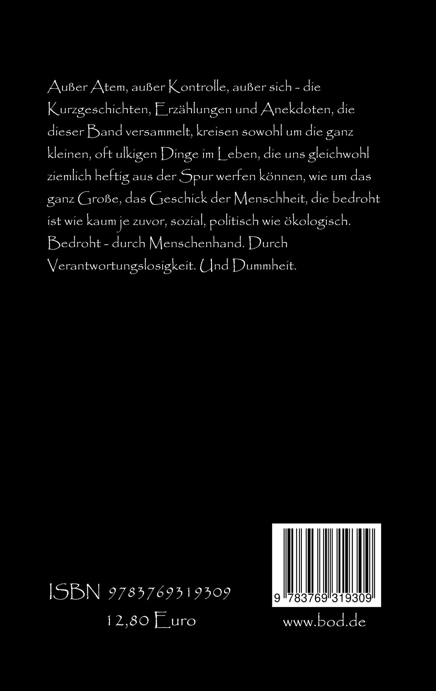 Rückseite: 9783769319309 | Außer Atem, außer Kontrolle, außer sich | Egbert Scheunemann | Buch