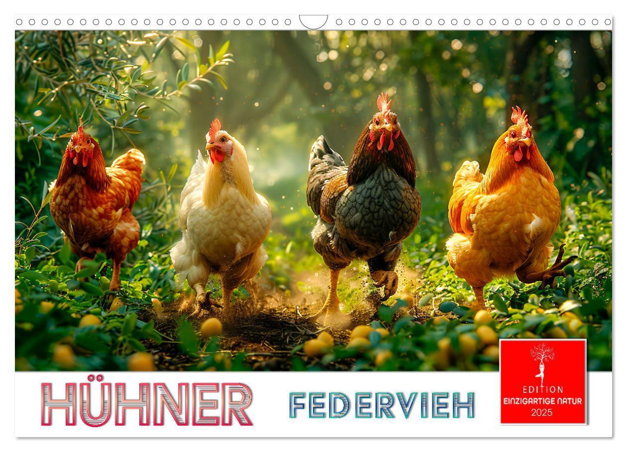 Cover: 9783457174906 | Hühner Federvieh (Wandkalender 2025 DIN A3 quer), CALVENDO...