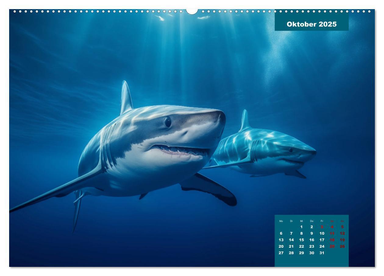 Bild: 9783383760525 | Stille Giganten - KI-generierte Hai-Impressionen (Wandkalender 2025...