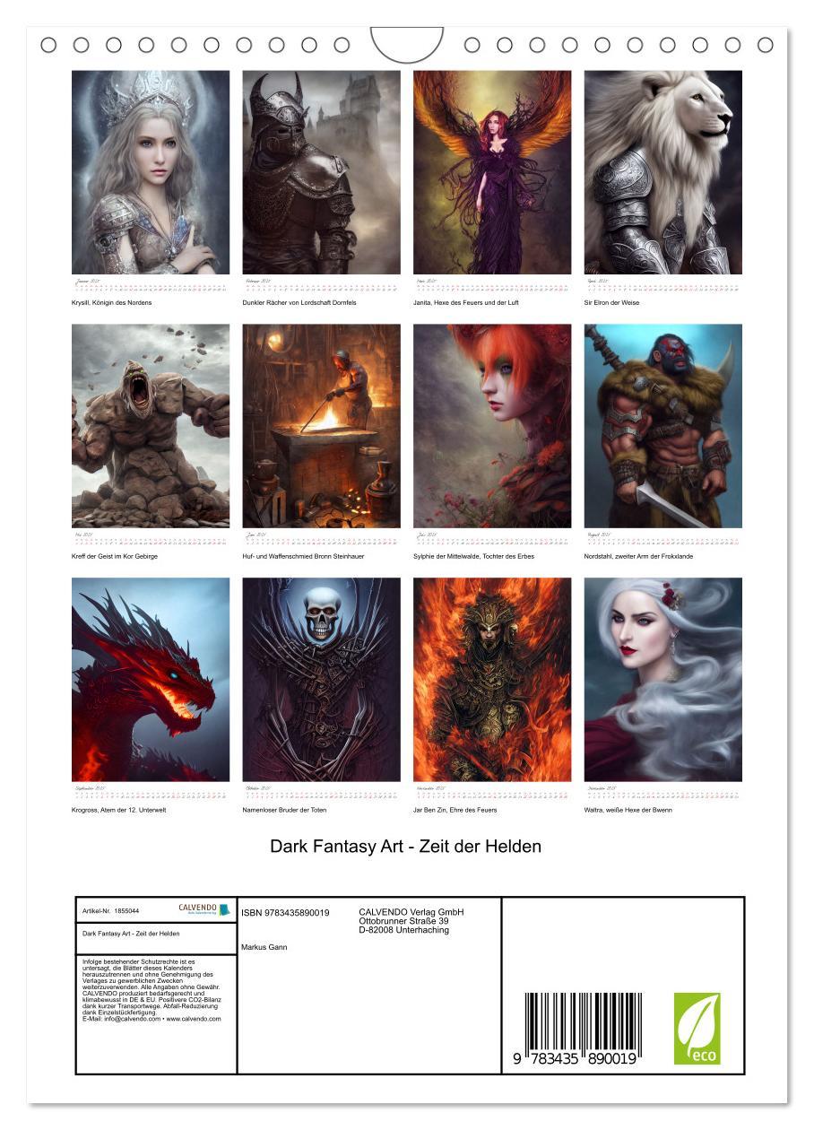 Bild: 9783435890019 | Dark Fantasy Art - Zeit der Helden (Wandkalender 2025 DIN A4 hoch),...