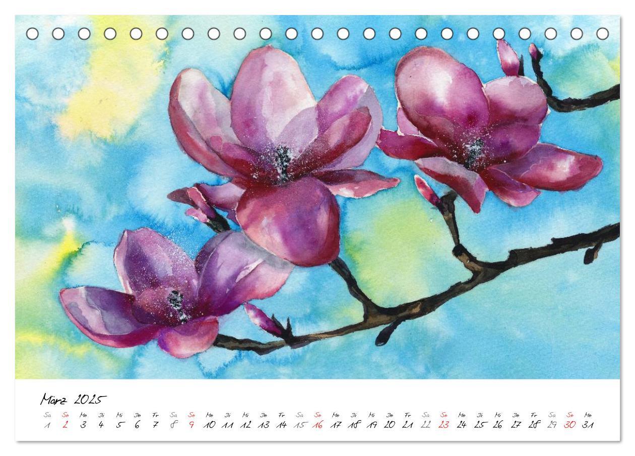 Bild: 9783435501496 | Blumen Blüten Aquarelle (Tischkalender 2025 DIN A5 quer), CALVENDO...