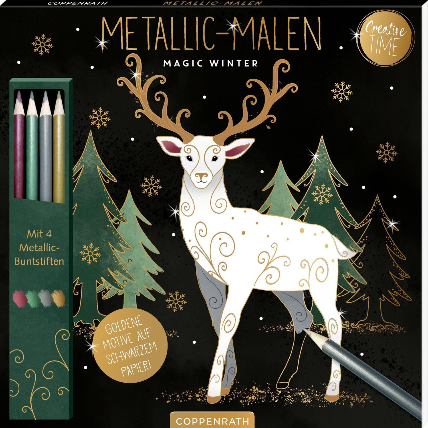 Cover: 4050003954202 | Metallic-Malen , Magic Winter | Mit 4 Metallic-Buntstiften | Hatkemper