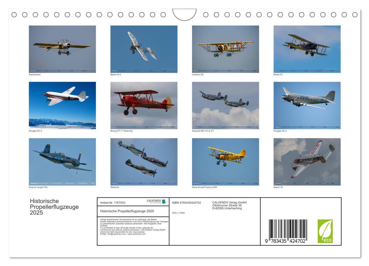 Bild: 9783435424702 | Historische Propellerflugzeuge 2025 (Wandkalender 2025 DIN A4...