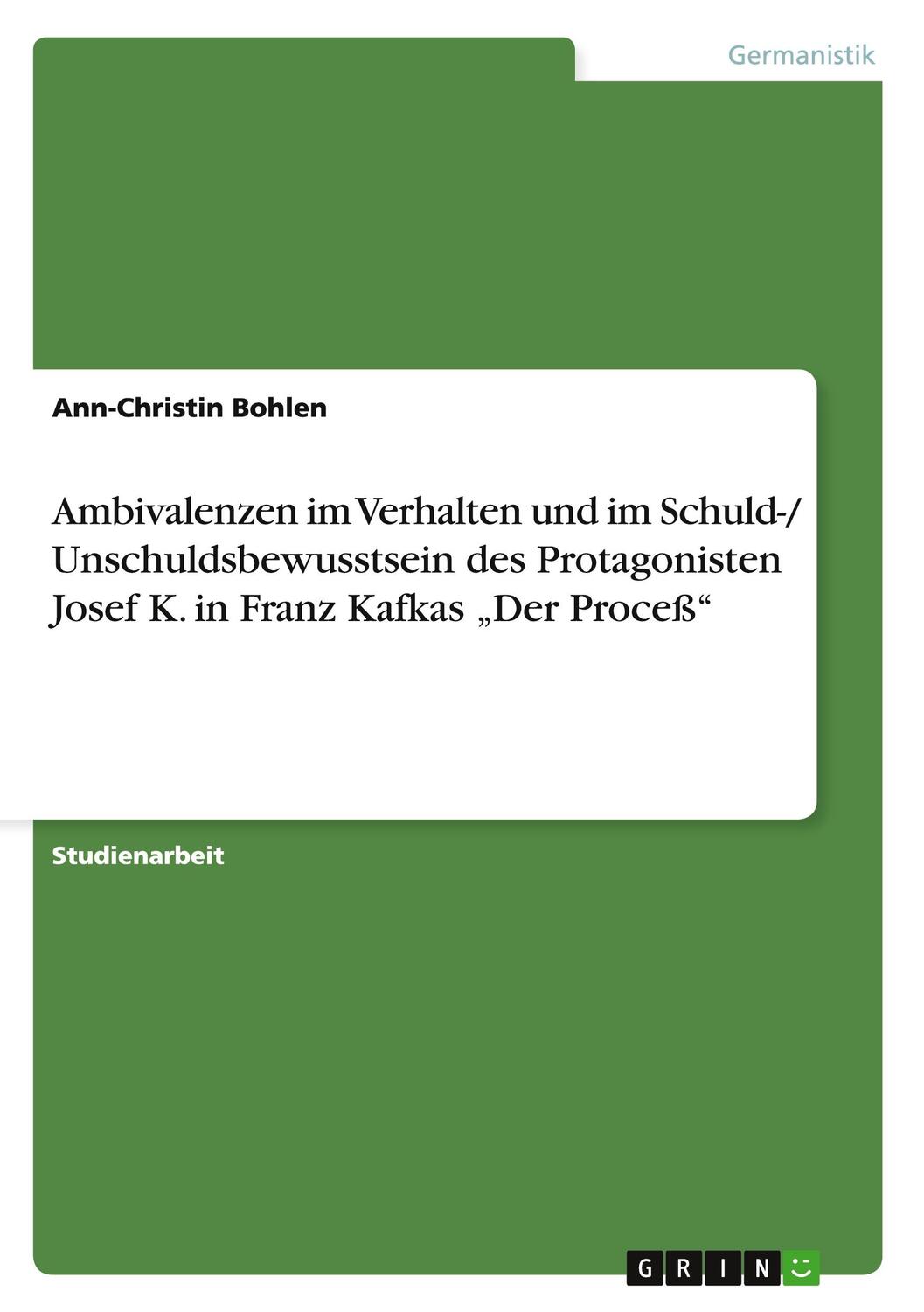 Cover: 9783656848950 | Ambivalenzen im Verhalten und im Schuld-/ Unschuldsbewusstsein des...