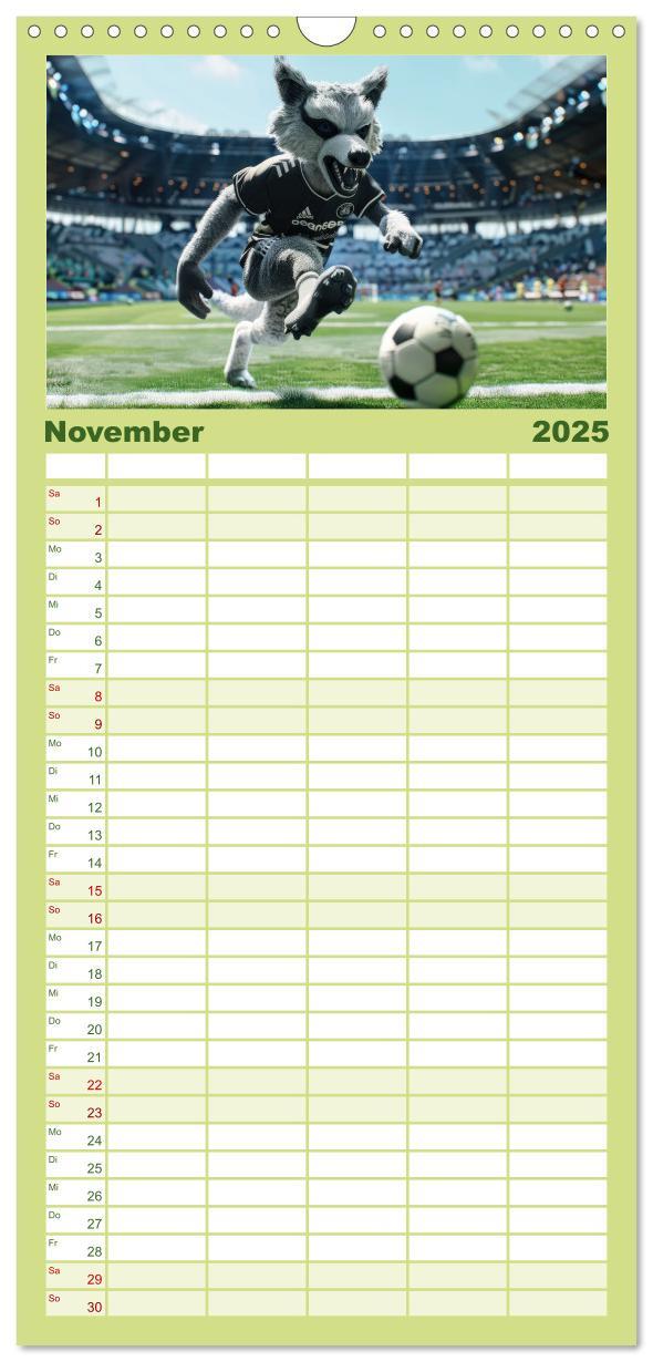 Bild: 9783457194706 | Familienplaner 2025 - Der tierisch lustige Fußballkalender mit 5...