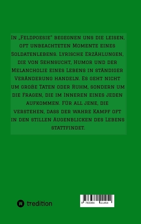 Bild: 9783384511454 | Feldpoesie | Lyrische Erzählungen eines Soldaten | Helbing | Buch