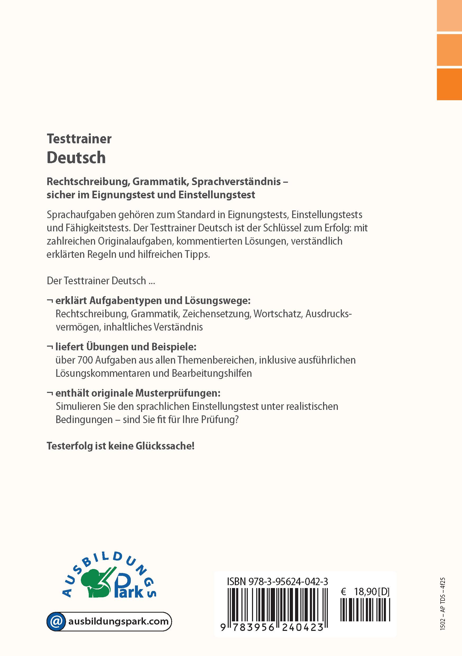 Rückseite: 9783956240065 | Der Einstellungstest / Eignungstest zur Ausbildung: Medizinischer...