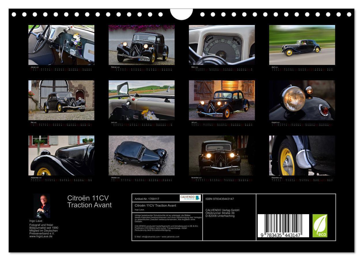 Bild: 9783435443147 | Citroën 11CV Traction Avant (Wandkalender 2025 DIN A4 quer),...