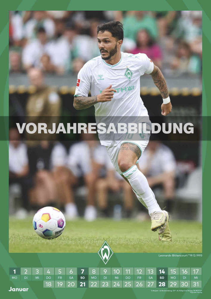 Bild: 4002725994493 | N NEUMANNVERLAGE - Werder Bremen 2025 Wandkalender, 29,7x42cm,...