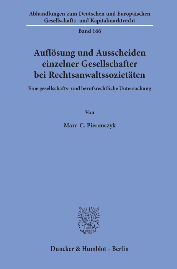 Cover: 9783428180752 | Auflösung und Ausscheiden einzelner Gesellschafter bei...