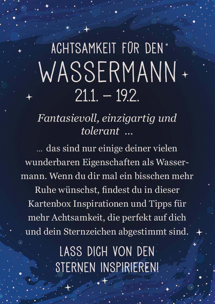 Rückseite: 9783845849751 | Achtsamkeit für den Wassermann | 50 Astro-Kärtchen | Taschenbuch