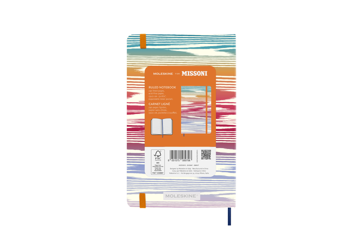 Bild: 8051575589706 | Moleskine Notizbuch - Missoni, Large/A5, liniert, Stoffeinband, Fiamm