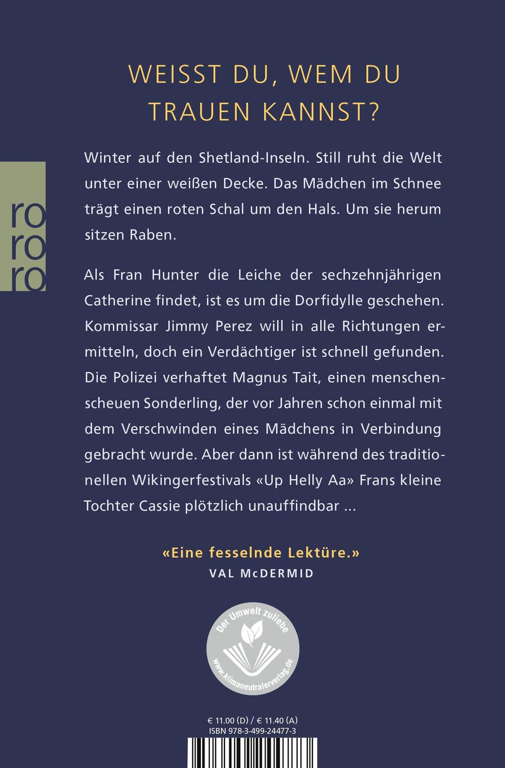 Rückseite: 9783499244773 | Die Nacht der Raben | Ann Cleeves | Taschenbuch | Die Shetland-Krimis