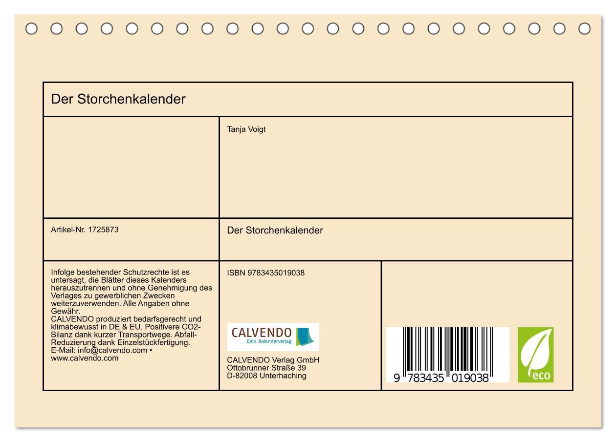 Bild: 9783435019038 | Der Storchenkalender (Tischkalender 2025 DIN A5 quer), CALVENDO...