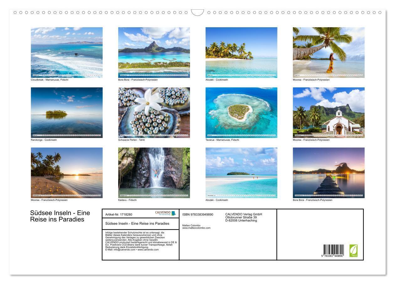 Bild: 9783383949890 | Südsee Inseln - Eine Reise ins Paradies (Wandkalender 2025 DIN A2...