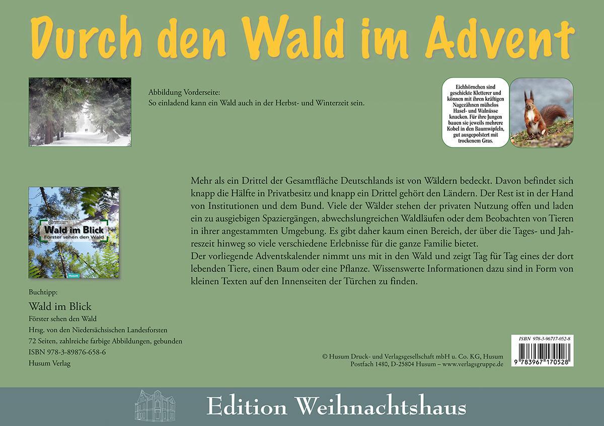 Rückseite: 9783967170528 | Durch den Wald im Advent | Kalender | 1 S. | Deutsch | Husum Druck