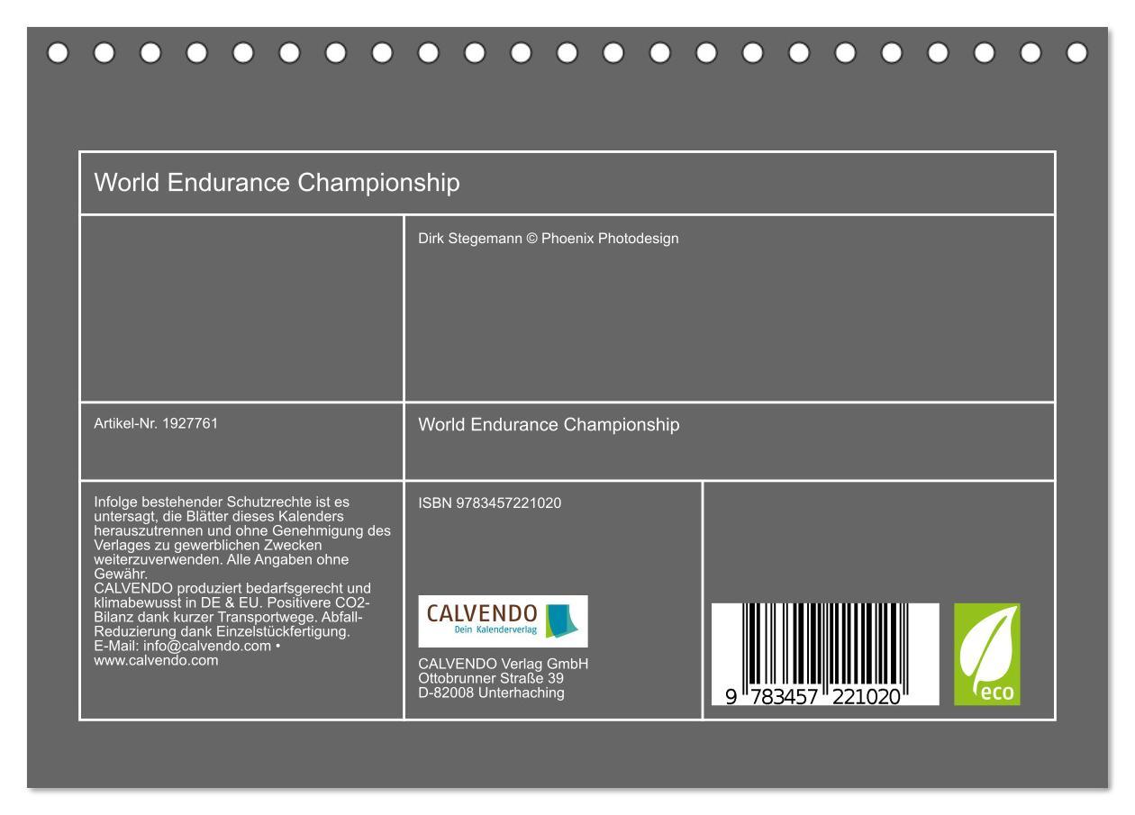 Bild: 9783457221020 | World Endurance Championship (Tischkalender 2025 DIN A5 quer),...