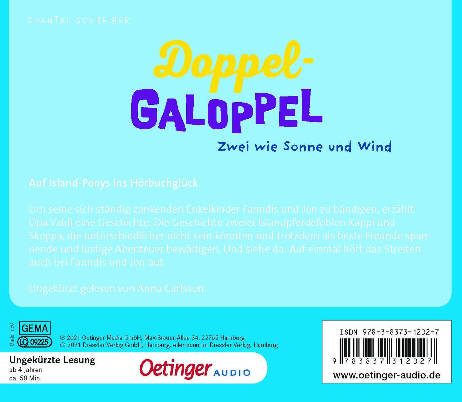 Rückseite: 9783837312027 | Doppel-Galoppel 1. Zwei wie Sonne und Wind | Zwei wie Sonne und Wind