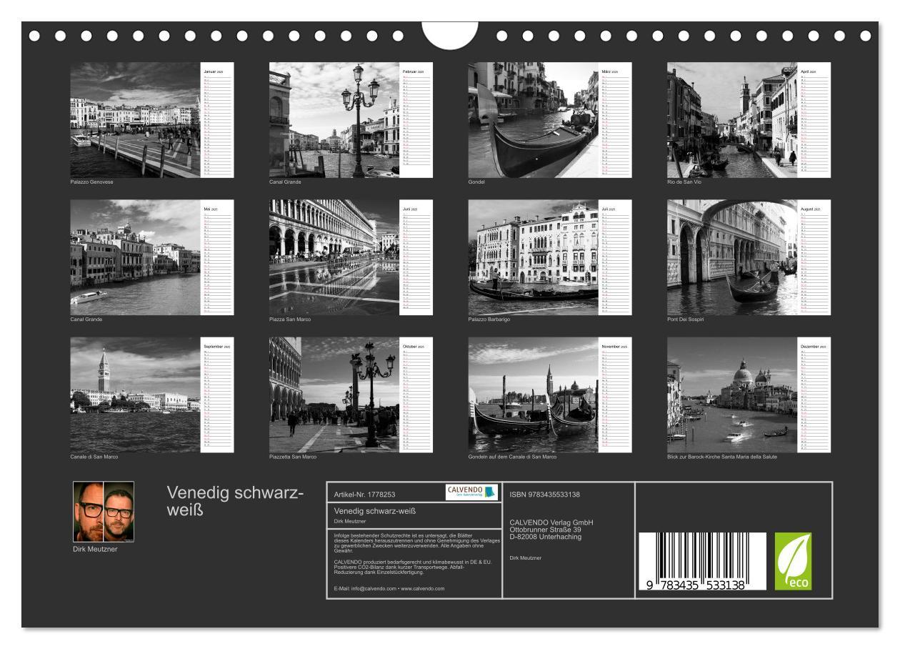 Bild: 9783435533138 | Venedig schwarz-weiß (Wandkalender 2025 DIN A4 quer), CALVENDO...