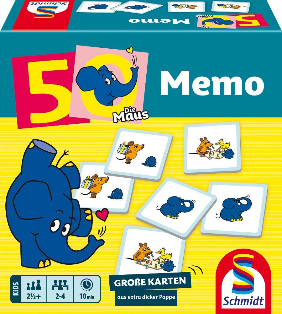 Cover: 4001504406646 | Die Maus, Elefanten-Memo, 50. Jubiläum | Spiel | Schachtel | 40664