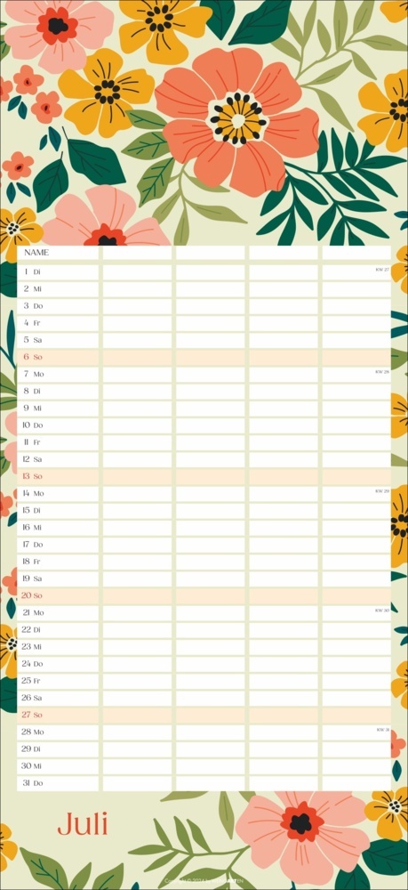 Bild: 9783839901175 | Floral total Familienplaner 2025 | Kalender | Spiralbindung | 15 S.