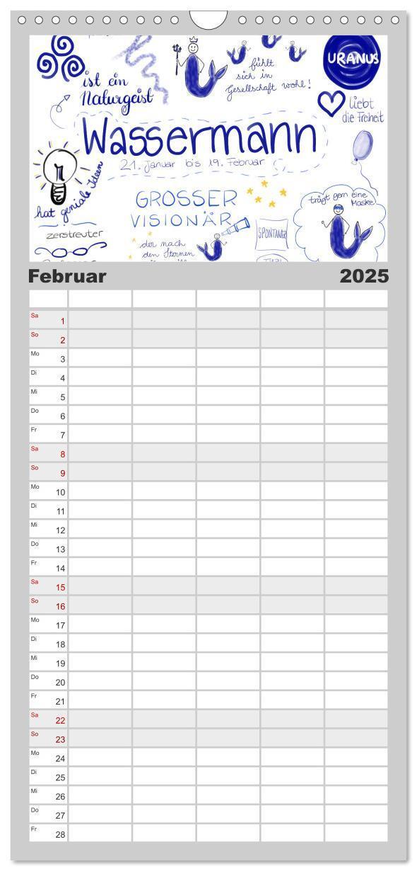 Bild: 9783457116074 | Familienplaner 2025 - Sternzeichen-Kalender mit 5 Spalten...