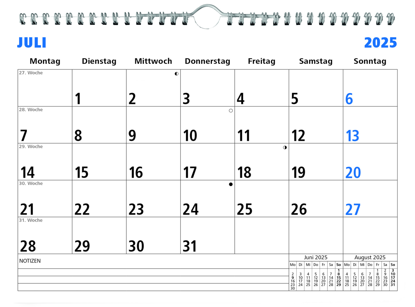 Bild: 4006928026296 | Zettler - Monatsterminkalender 2025 weiß,29,7x21cm, Tischkalender...