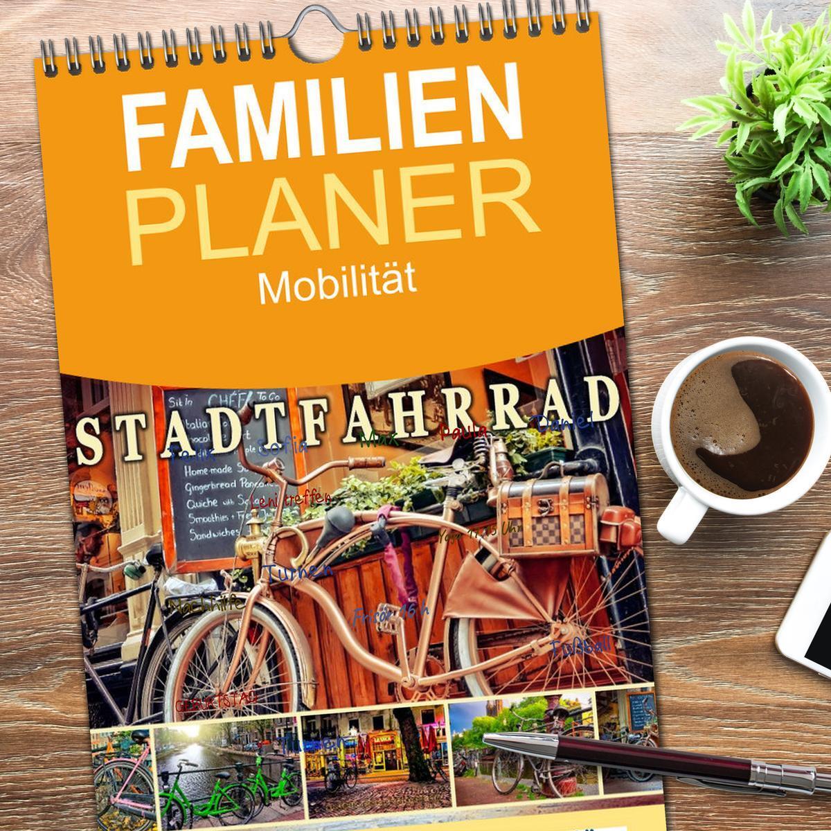 Bild: 9783457116289 | Familienplaner 2025 - Stadtfahrrad mit 5 Spalten (Wandkalender, 21...