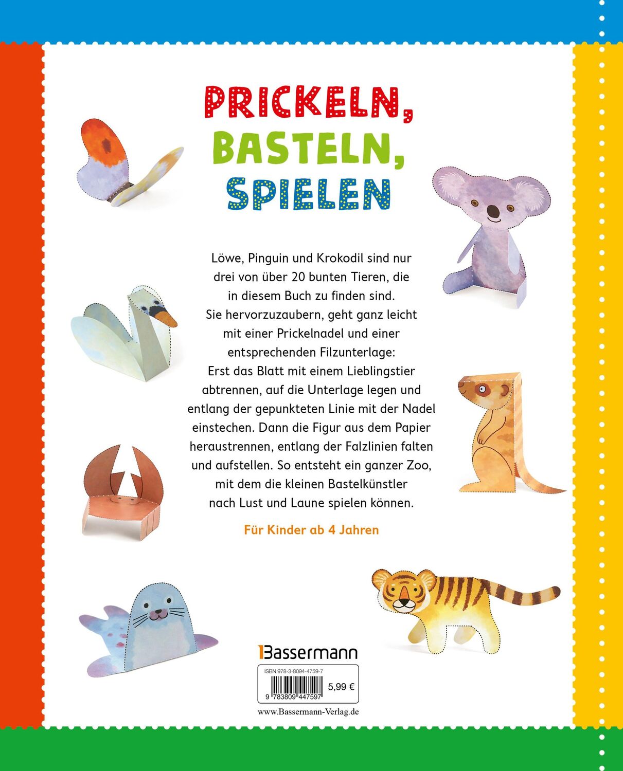 Bild: 9783809447597 | Tiere prickeln in 3D. Prickeln - Zum Basteln, Falten und spielen.