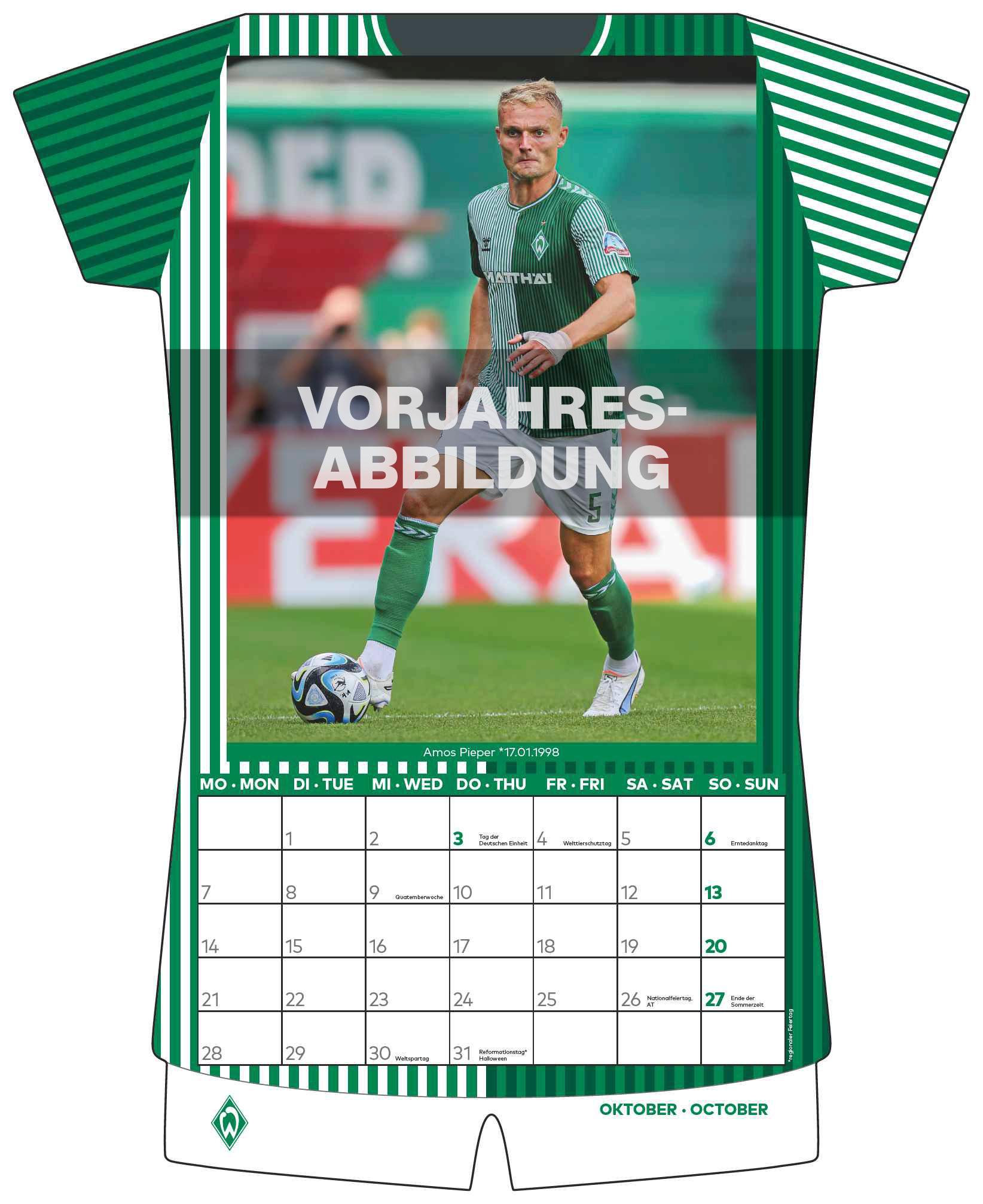 Bild: 4002725994509 | Werder Bremen 2025 - Trikotkalender - Fan-Kalender -...