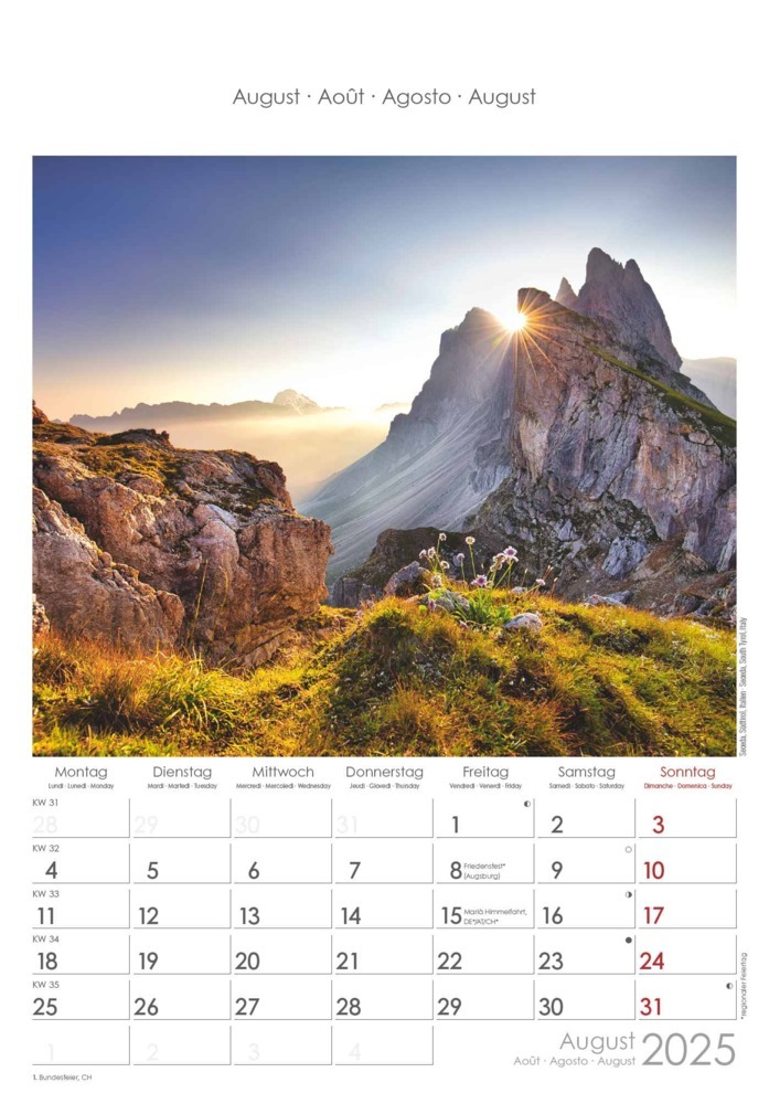 Bild: 4251732341091 | Alpha Edition - Alpen 2025 Bildkalender, 23,7x34cm, Wandkalender...