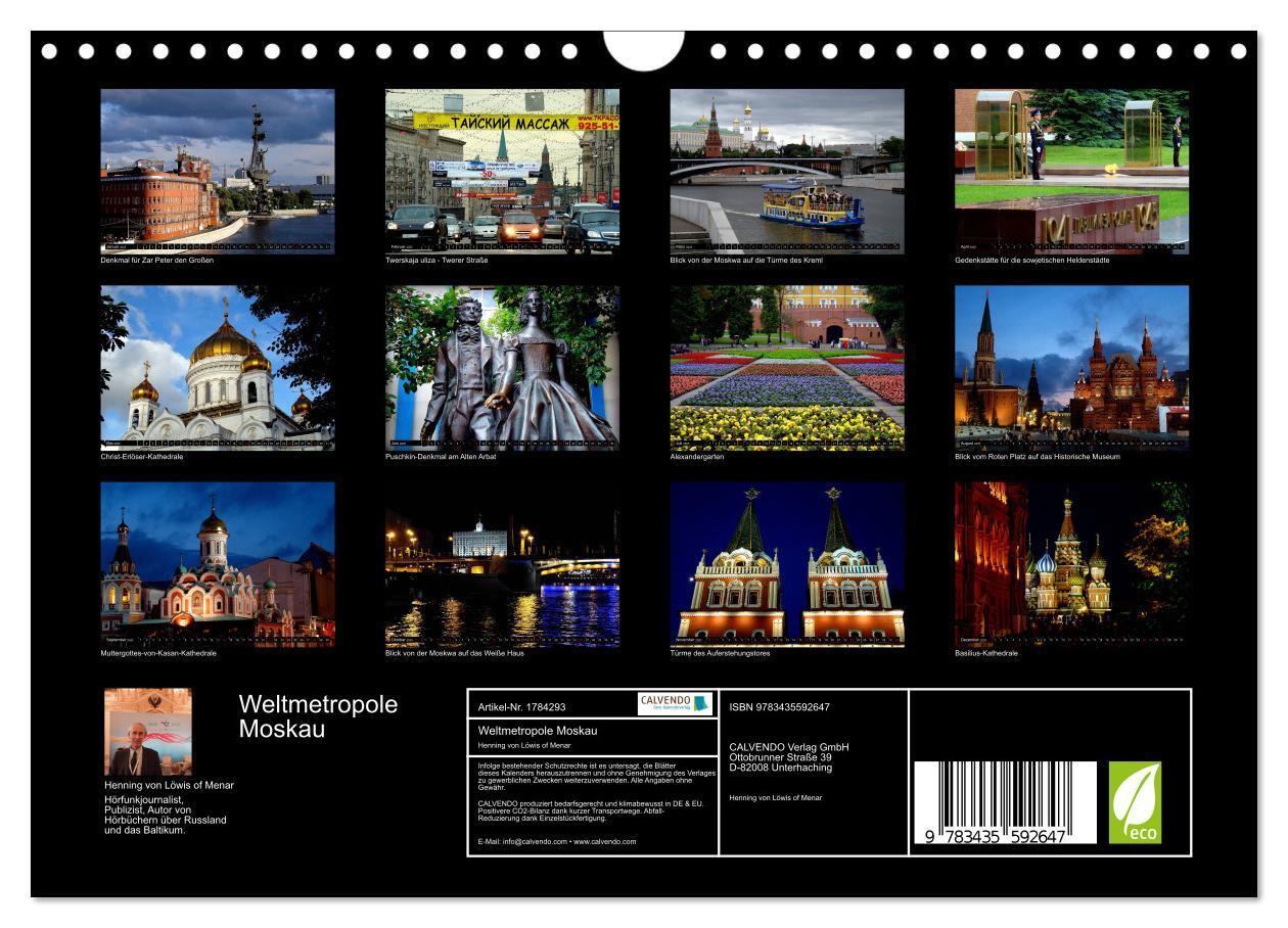 Bild: 9783435592647 | Weltmetropole Moskau (Wandkalender 2025 DIN A4 quer), CALVENDO...