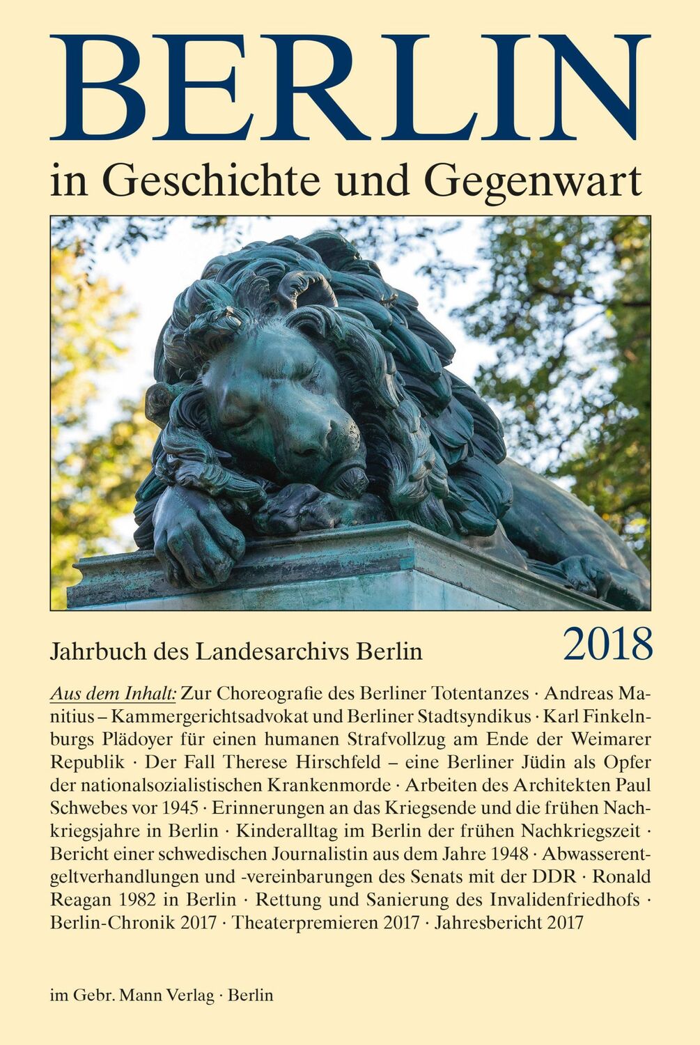 Cover: 9783786128007 | Berlin in Geschichte und Gegenwart | Jahrbuch des Landesarchivs 2018