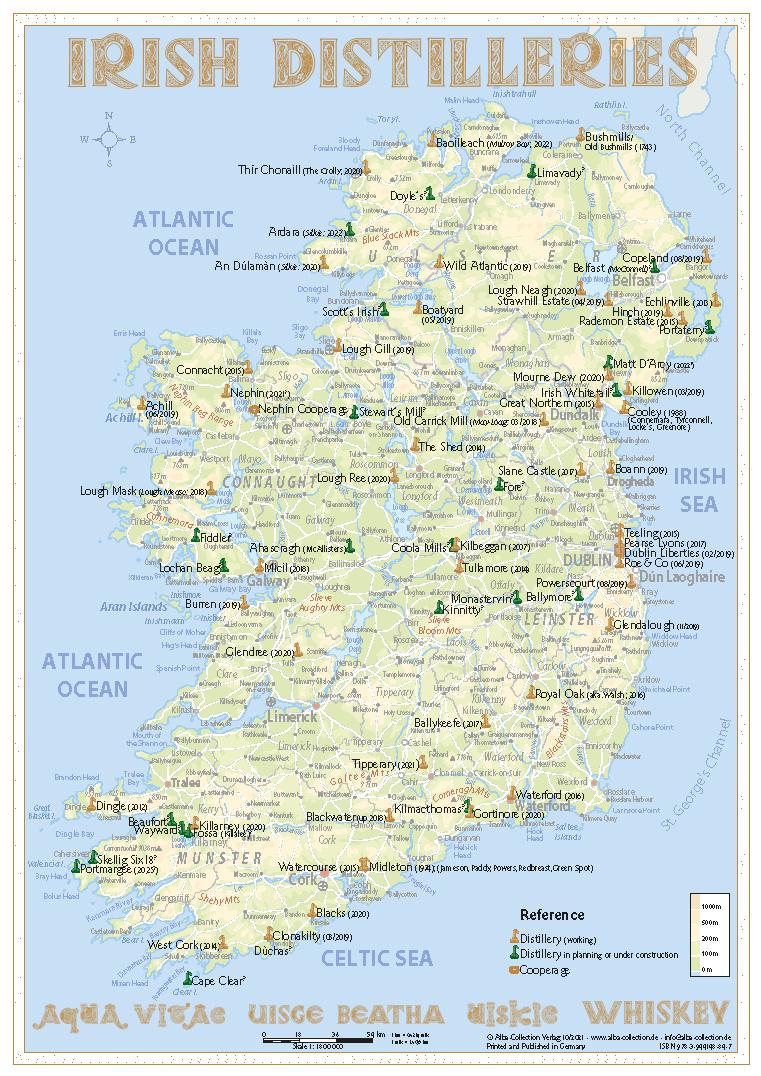 Cover: 9783944148847 | Whiskey Distilleries Ireland - Tasting Map | Rüdiger Jörg Hirst | 2023