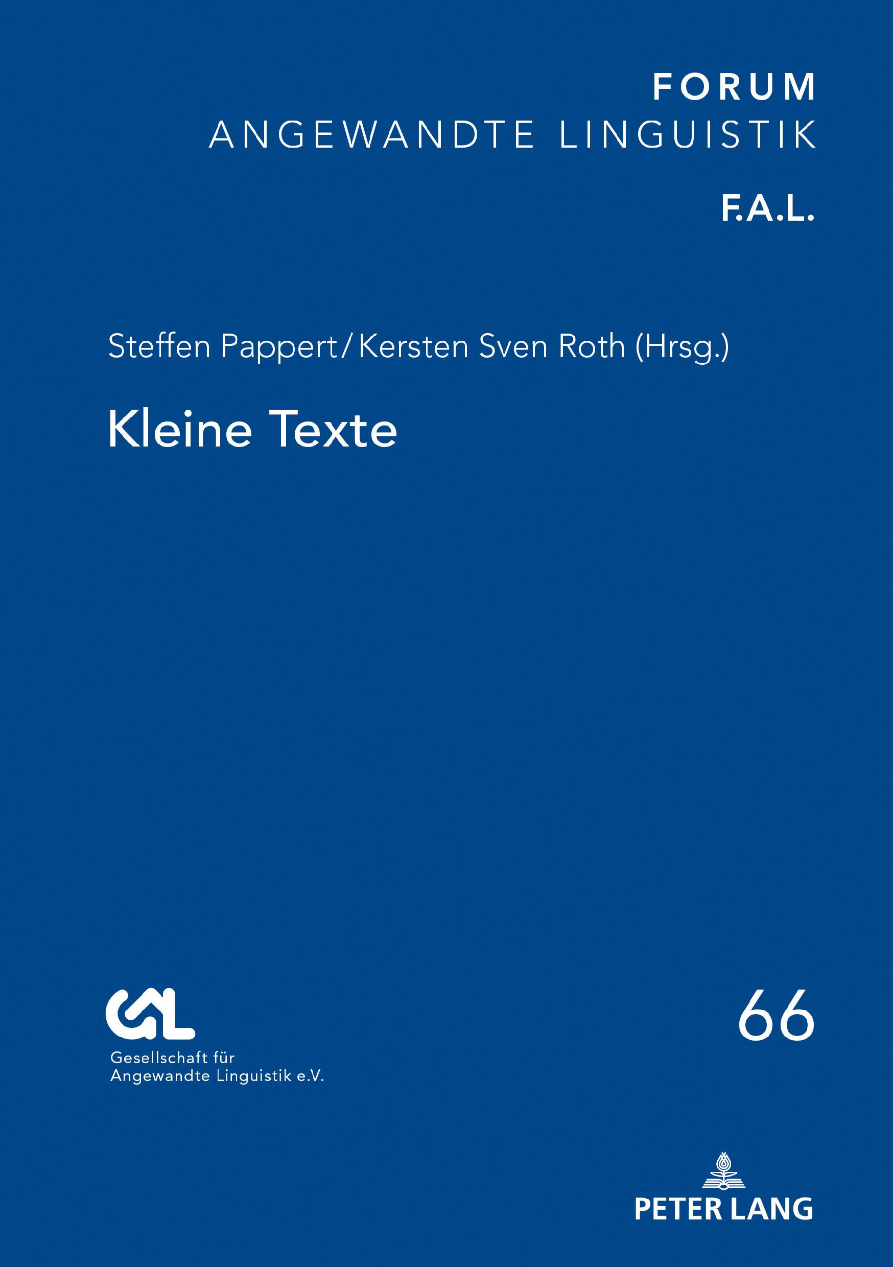 Cover: 9783631812471 | Kleine Texte | Steffen Pappert (u. a.) | Buch | Deutsch | 2021