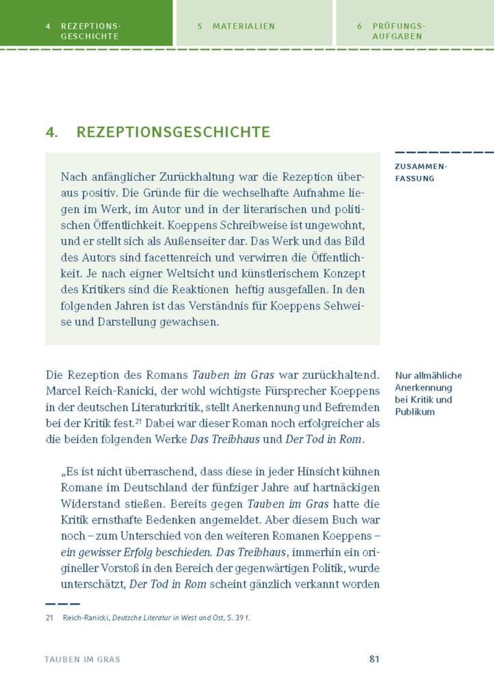 Bild: 9783804419452 | Interpretation zu Wolfgang Koeppen 'Tauben im Gras' | Taschenbuch